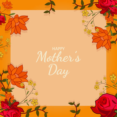 Happy Mother Day background flat flowerのイラスト素材