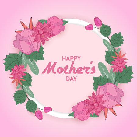 Happy Mother Day Floral flat backgroundのイラスト素材