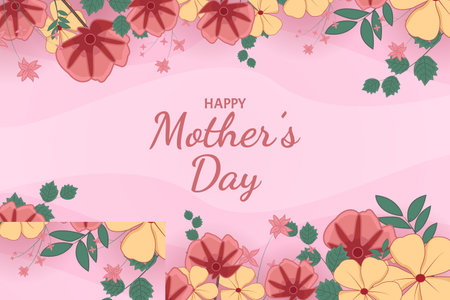 Mother Day flat background flowerのイラスト素材