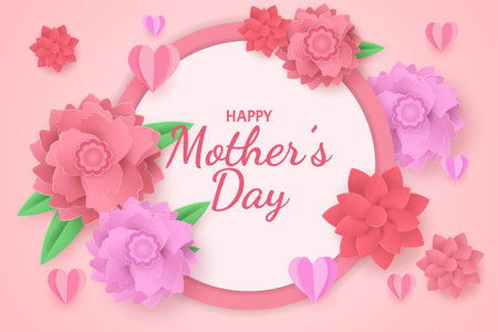 Happy Mother Day paper cut backgroundのイラスト素材