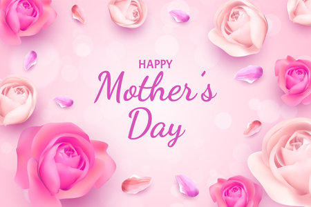 Happy Mother Day realistic flower backgroundのイラスト素材