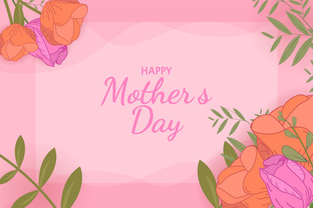 Floral Happy Mother Day flat backgroundのイラスト素材