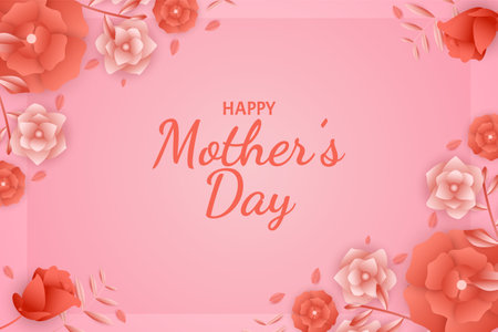 Happy Mother Day background paper cutのイラスト素材