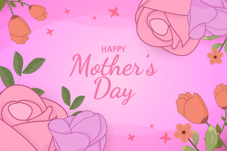 Happy Mother Day background flat flowerのイラスト素材