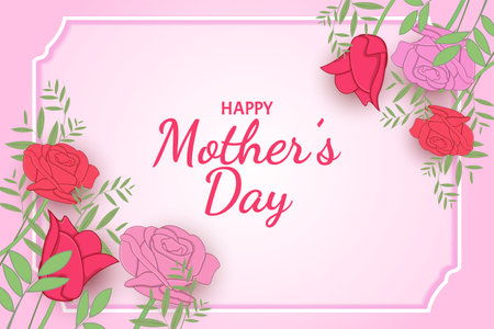 Happy Mother Day floral background flatのイラスト素材