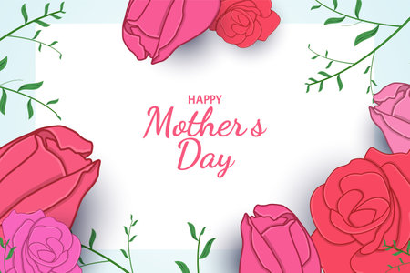 Happy Mother Day flat background floralのイラスト素材