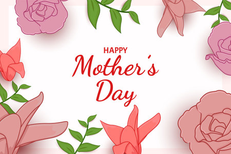 Happy Mother Day flat backgroundのイラスト素材