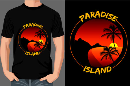 Illustration pour Paradise Island T Shirt Design - image libre de droit