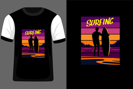 Surfing Retro Vintage T Shirt Designのイラスト素材