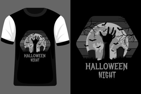 Halloween Night Retro Vintage T Shirt Designのイラスト素材