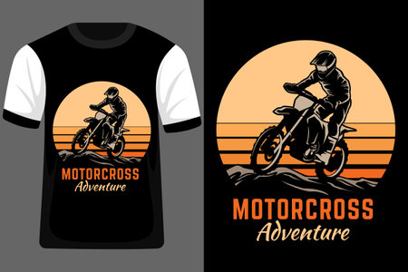 Motorcross Adventure Retro Vintage T Shirt Designのイラスト素材
