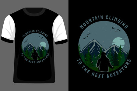 Mountain Climbing to the Next Adventure Retro Vintage T Shirt Designのイラスト素材