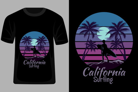 California Surfing Retro Vintage T Shirt Designのイラスト素材