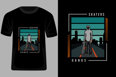 Skaters Gang Retro Vintage T Shirt Designのイラスト素材