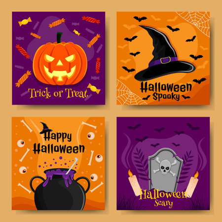 Halloween Scary Social Media Post Designのイラスト素材