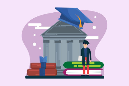 Graduation Day All Students Flat Designのイラスト素材