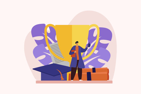 School Graduation Day Flat Designのイラスト素材