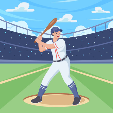 Baseball Game Sport Flat Illustrationのイラスト素材
