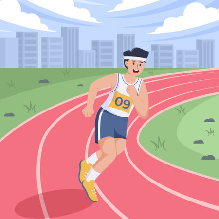 Running Sport Flat Design Illustrationのイラスト素材
