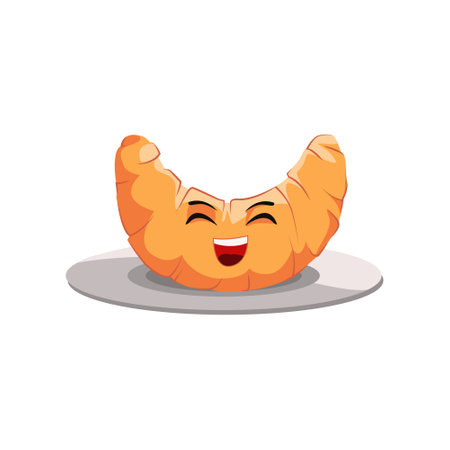 Cute Croissant Character Design Illustrationのイラスト素材