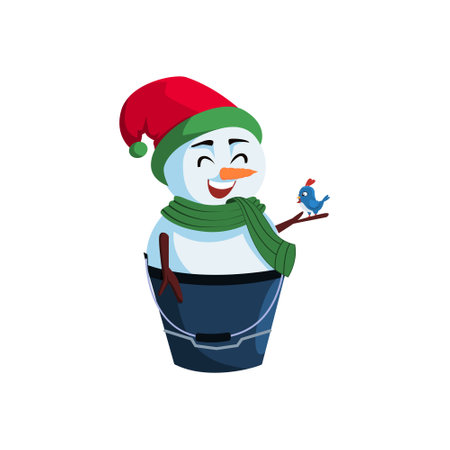 Cute Snowman Character Design Illustrationのイラスト素材