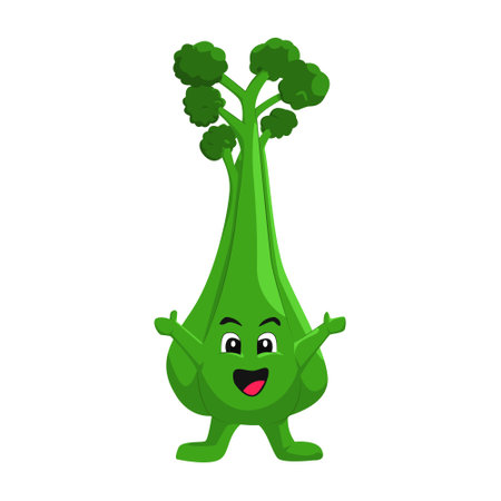 Cute Broccoli Character Illustrationのイラスト素材