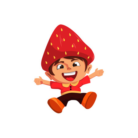 Cute Kids wearing Fruit Costume Character Illustrationのイラスト素材