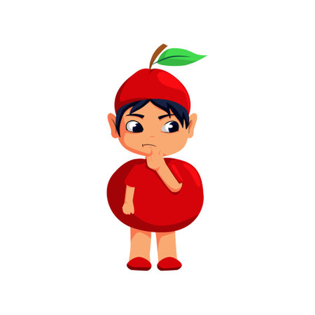 Cute Kids wearing Fruit Costume Character Illustrationのイラスト素材