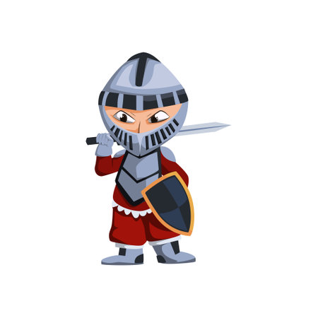 Cute Little Knight Character Illustrationのイラスト素材