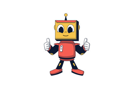 Cute Robot Character Design Illustrationのイラスト素材