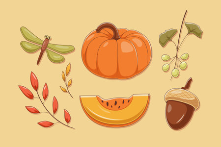 Set Collection of Autumn Element Designのイラスト素材