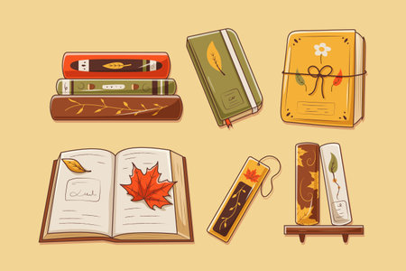 Set Collection Autumn Reading Season Element Designのイラスト素材