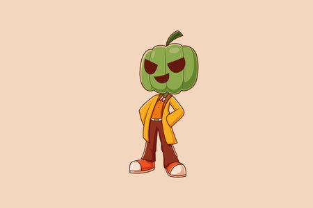 Cute Pumpkin Character Design Illustrationのイラスト素材