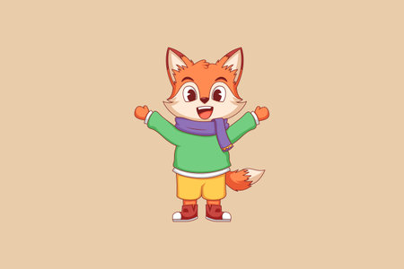 Cute Fox Character Design Illustrationのイラスト素材