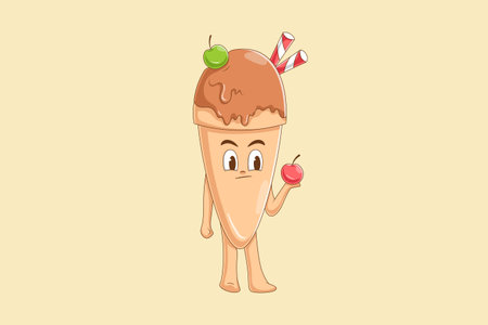 Cute Ice Cream Character Design Illustrationのイラスト素材