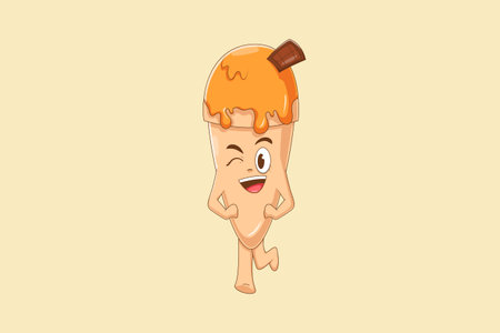 Cute Ice Cream Character Design Illustrationのイラスト素材