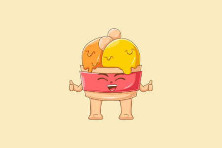 Cute Ice Cream Character Design Illustrationのイラスト素材