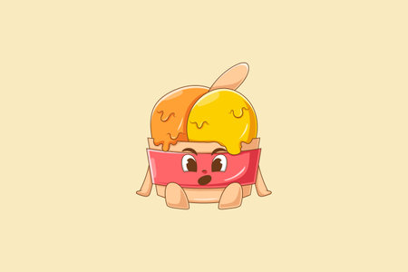Cute Ice Cream Character Design Illustrationのイラスト素材