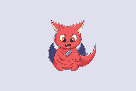 Cute Red Dragon Character Design Illustrationのイラスト素材