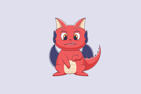 Cute Red Dragon Character Design Illustrationのイラスト素材