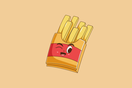 Cute French Fries Character Design Illustrationのイラスト素材
