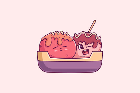 Cute Ice Cream Character Design Illustrationのイラスト素材