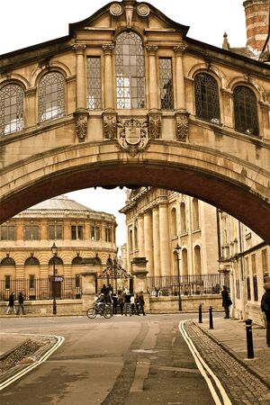The Bridge of Sighs at the city of Oxford in Englandの写真素材