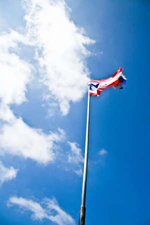 thailand flag with blue skyの写真素材