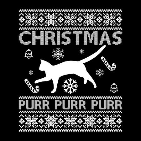Christmas Purr Purr Purr, Typography Christmas Pattern Design, Vector Illustrationのイラスト素材