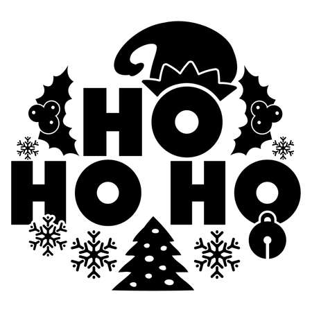 Ho Ho Ho Saying, Happy Christmas, Funny Santa, Holiday Sayingのイラスト素材