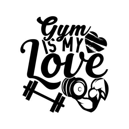 gym is my love, happy valentine day gift, heart love gym quoteのイラスト素材