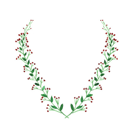 Watercolor wreath. Hand drawn illustration Floral ornamentの写真素材