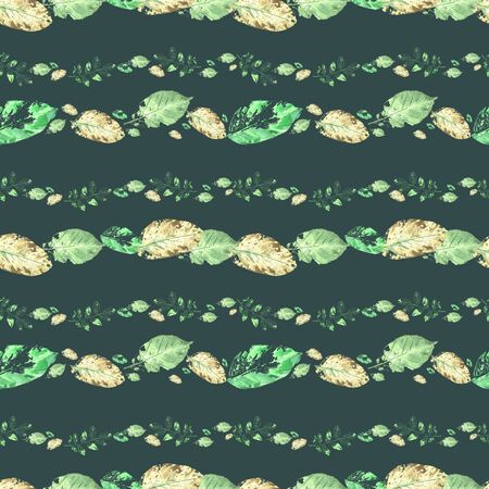 Watercolor delicate seamless pattern. Leaves. Nature.の写真素材