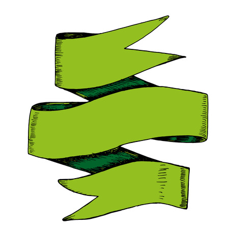 Vector hand drawn green ribbon.For St. Patricks Day decoration.のイラスト素材
